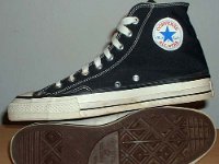 1970s Black High Top Chucks  Inside patch and sole views of 1970s black high tops.