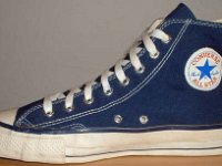 1970s Blue High Top Chucks  Inside patch view of a right navy blue 1970s high top.