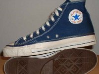 1970s Blue High Top Chucks  Inside patch and sole views of navy blue 1970s high tops.