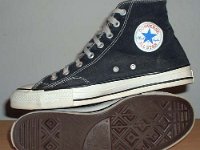1980s Black High Top Chucks  Inside patch and sole views of 1980s black high tops.