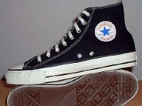 Early 1990s Black High Top Chucks  Inside patch and sole views of early 1990s black high tops.