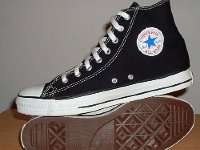 Late 1990s Black High Top Chucks  Inside patch and sole views of late 1990s black high tops.