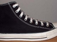 2002 Made in Viet Name Black High Tops  Outside view of a right made in Viet Nam black high top.