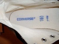 2002 Made in Viet Name Black High Tops  Close up of the insole from a made in Viet Nam black high top.