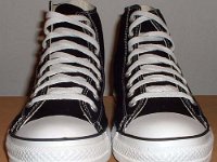2005 Made in China Black High Top Chucks  Front view of made in China black high tops.