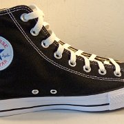 2018 Black High Top Chucks  Inside patch view of the black left high top.