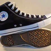 2018 Black High Top Chucks  Inside patch and sole views of the black high tops.