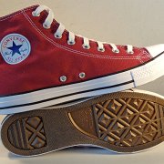 2018 Maroon High Top Chucks  Inside patch and sole views of 2018 maroon high tops.