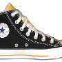 2-Tone Chucks  Black and gold 2 tone high top, left inside view.
