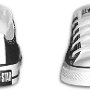 2-Tone Chucks  Black and white 2 tone low cut, rear heel and front views.