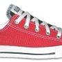 2-Tone Chucks  Red and black 2 tone low cut, right outside view.