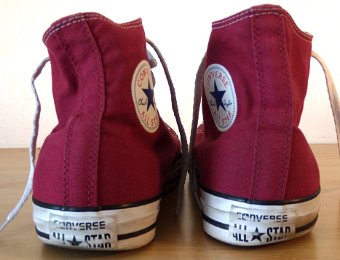 wwwh10maroonhi5  Rear view of the maroon well worn high tops.