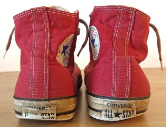 wwwh13chilipasteredhi5  Rear view of the well worn chili paste red high tops.