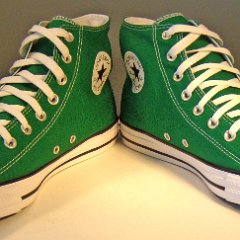 Amazon Green High Top Chucks  Angled front view of Amazon Green high tops.