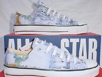 Chucks With Animal Print Uppers  Dragon pattern low cuts, side views.