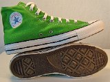 Basic Green High Top Chucks  Inside patch and sole views of basic green high top chucks.