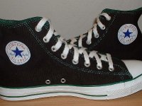Black and Green Foldover Chucks  Black and Green Foldover High Tops, inside patch views.