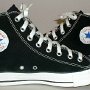 New Black High Top Chucks  Brand new laced black high tops, inside patch view.