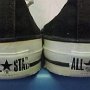 New Black High Top Chucks  Heel patches from a Made in USA pair of black high tops.