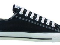 Black Low Cut Oxford Chucks  Brand new black low cut with straight laces, outside view.