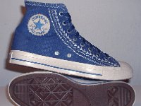 Blueberry Multicultural High Top Chucks  Outer sole and inside patch views of blueberry multicultural high tops.