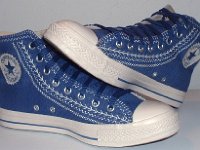 Blueberry Multicultural High Top Chucks  Angled inside patch views of blueberry multicultural high tops.