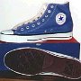 Blue High Top Chucks  Brand new bright blue high tops with box, inside patch and sole views.