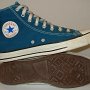Blue High Top Chucks  Inside patch and sole views of caribbean blue high tops.