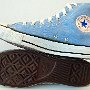 Blue High Top Chucks  Inside patch and sole views of huckleberry blue high tops.