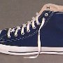 Blue High Top Chucks  Outside patch view of a left navy blue high top.