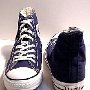 Blue High Top Chucks  Front and rear views of  navy blue high tops.