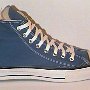 Blue High Top Chucks  Outside patch view of a right vintage navy blue high top.