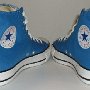 Blue High Top Chucks  Angled rear view of Victoria blue high tops.