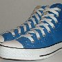 Blue High Top Chucks  Angled side view of Victoria blue high tops.