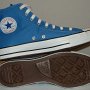 Blue High Top Chucks  Inside ptach and sole views of Victoria blue high tops.