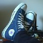 Blue High Top Chucks  Wearing new blue high tops, showing side patch