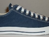 Blue Low Cut Chucks  Outside view of a right navy blue low cut.