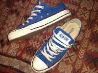 Blue Low Cut Chucks  Side and top views of royal blue low cuts.