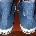Brad Deniston Collection of Chucks  Rear view of Los Angeles Dodger blue high tops.