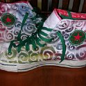 Brad Deniston Collection of Chucks  Inside patch views of painted Cinco de Mayo high tops.