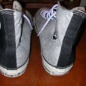 Brad Deniston Collection of Chucks  Rear view of grey and black Detroit Tiger high tops