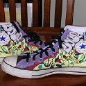 Brad Deniston Collection of Chucks  Inside patch views of grafitti high tops.