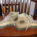 Brad Deniston Collection of Chucks  Inside patch view of green retro high tops.