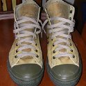 Brad Deniston Collection of Chucks  Front view of green retro high tops.