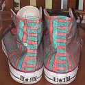 Brad Deniston Collection of Chucks  Rear view of painted high top chucks.