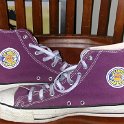 Brad Deniston Collection of Chucks  Inside patch view of purple Laker high tops.
