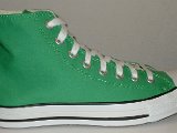 Bright Green HIgh Top Chucks  Outside view of a right bright green high top.