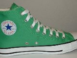 Bright Green HIgh Top Chucks  Inside patch view of a left bright green high top.