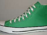 Bright Green HIgh Top Chucks  Outside view of a left bright green high top.