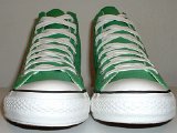 Bright Green HIgh Top Chucks  Front view of bright green high tops.